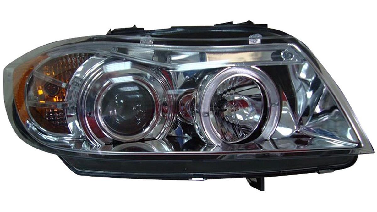 Set+de+phares+sur+mesure+pour+BMW+S%C3%A9rie+3+E90%2FE91+Sedan%2FTouring+2005-2008+-+Chrom%C3%A9+-+incl.+Angel-Eyes